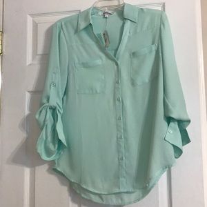 Brand new with tags express aqua button down